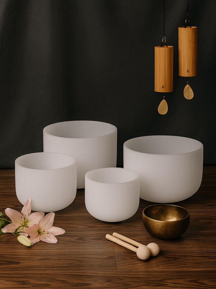 Sound Baths &amp; Meditation (In person, 30-50 mins). An immersive experience utilizing crystal singing bowls and instrumental sound vibrations to support deeper rest, stress release, and energetic balance. Contact for pricing.